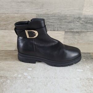 Coach and Four Blazer Womens Ankle Boots Sz 10 M Black Leather Buckle Side Zip